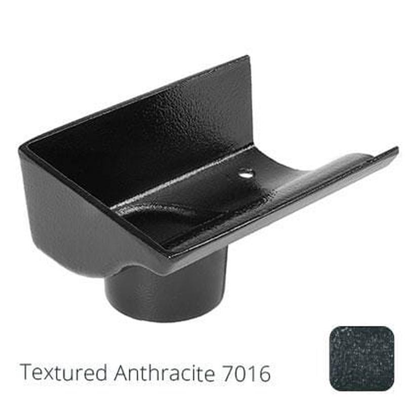 Alumasc 125mm (5") Victorian Ogee Cast Aluminium 63mm Left Hand Stop End Outlet - Textured Anthracite Grey RAL 7016