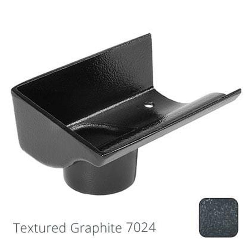 Alumasc 125mm (5") Victorian Ogee Cast Aluminium 63mm Left Hand Stop End Outlet - Textured Graphite Grey RAL 7024