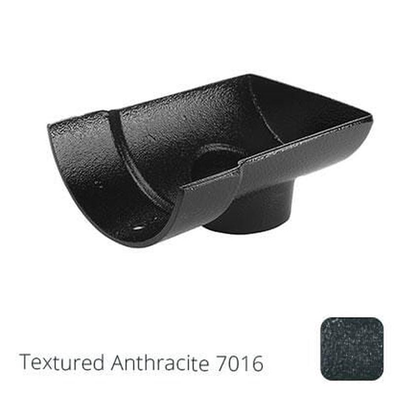 Alumasc 125mm (5") Victorian Ogee Cast Aluminium 63mm Right Hand Stop End Outlet - Textured Anthracite Grey RAL 7016
