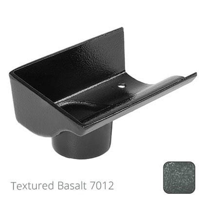 Alumasc 125mm (5") Victorian Ogee Cast Aluminium 76mm Left Hand Stop End Outlet - Textured Basalt Grey RAL 7012