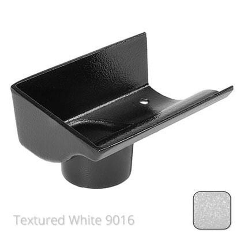 Alumasc 125mm (5") Victorian Ogee Cast Aluminium 76mm Left Hand Stop End Outlet - Textured Traffic White RAL 9016