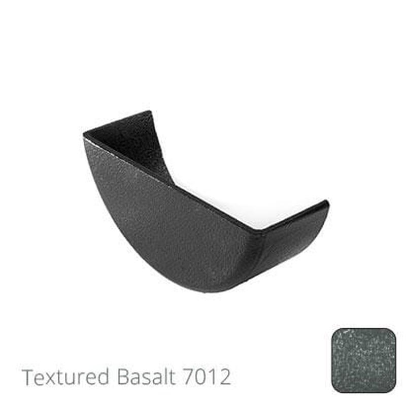 Alumasc 150mm (6")Half Round Cast Aluminium External Stop End - Textured Basalt Grey RAL 7012