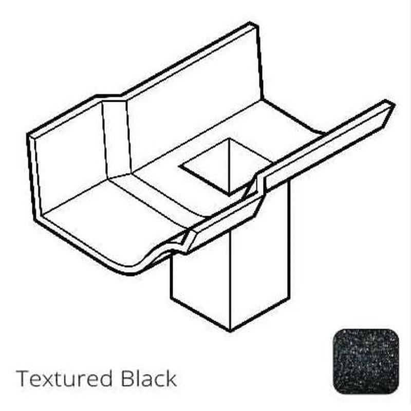 Alumasc 75x75 (3x3") square outlet Cast Aluminium Victorian Ogee 125mm (5") Gutter Running Outlet - Single Spigot/Socket - Textured 7024 Graphite