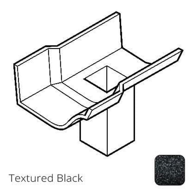Alumasc 75x75 (3x3") square outlet Cast Aluminium Victorian Ogee 125mm (5") Gutter Running Outlet - Single Spigot/Socket - Textured Black