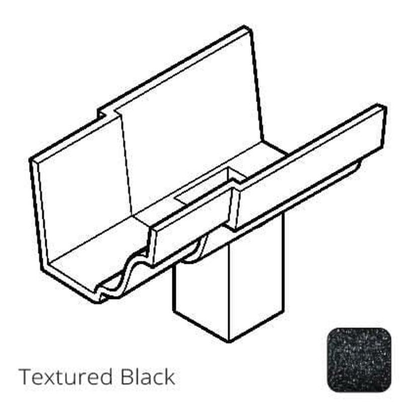 Alumasc 100x75mm (4x3") rectangular outlet Cast Aluminium 125x100mm (5x4") Moulded Gutter Running Outlet - Single Spigot - Textured Black