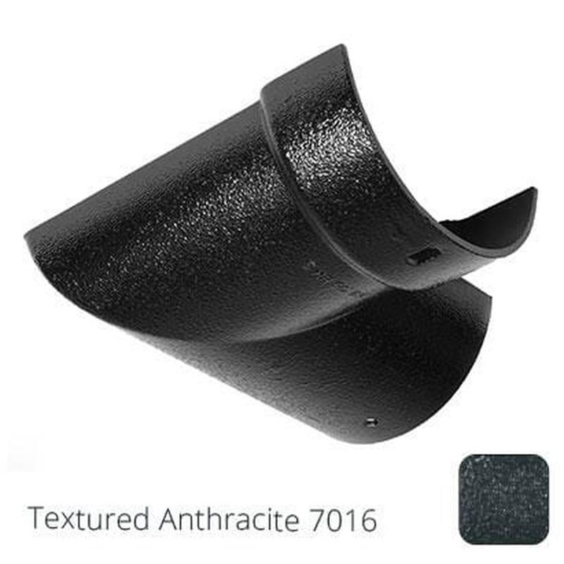 Alumasc 125mm (5") Half Round Cast Aluminium Gutter 90 Internal Angle - Textured Anthracite Grey RAL 7016
