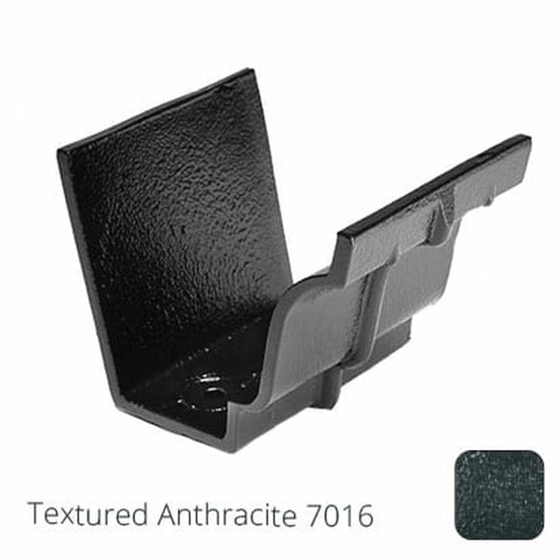 Alumasc 125x100 (5"x 4") Moulded Ogee Cast Aluminium Gutter Union - Textured Anthracite Grey RAL 7016