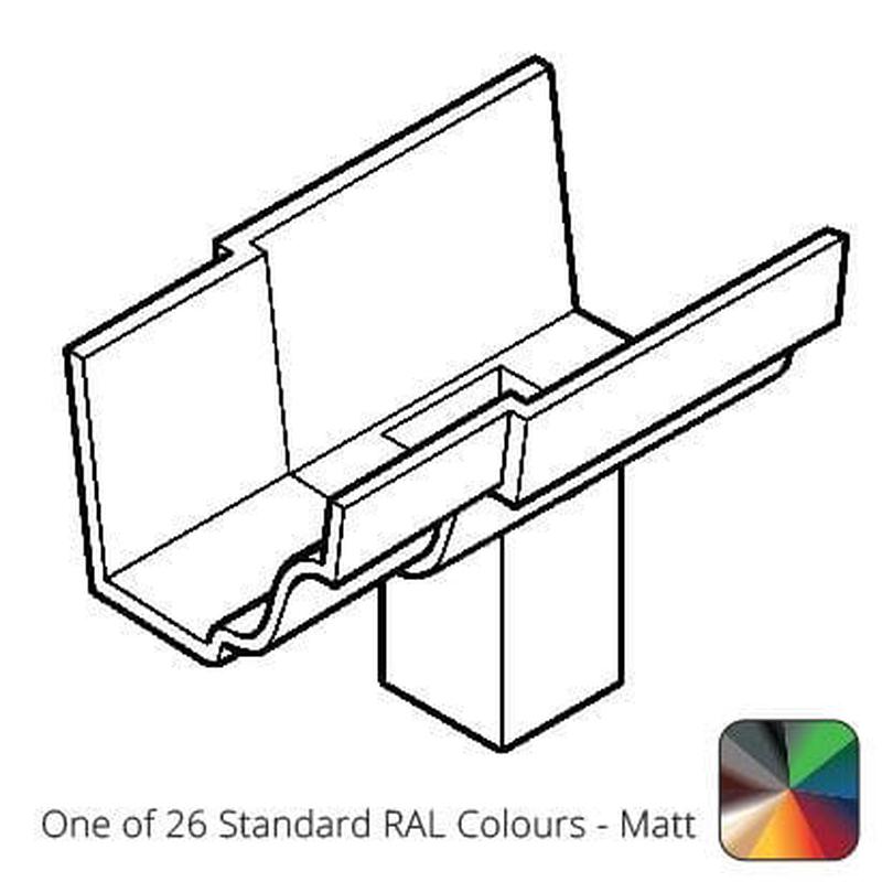 Alumasc 75x75 (3x3") square outlet Cast Aluminium 125x100mm (5x4") Moulded Gutter Running Outlet - Single Spigot - One of 26 Standard RAl colours - Matt